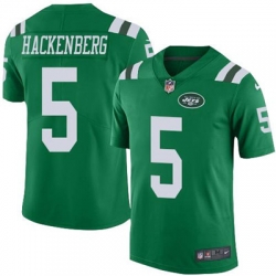 Youth Nike Jets #5 Christian Hackenberg Green Stitched NFL Limited Rush Jersey