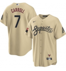 Men Arizona Diamondbacks 7 Corbin Carroll 2021 Gold City Connect Cool Base Stitched Jersey