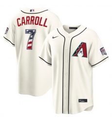 Men Arizona Diamondbacks  7 Corbin Carroll Cream 2026 USA 250 Fourth of July Home Stadium Stitched Baseball Jersey