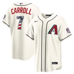 Men Arizona Diamondbacks  7 Corbin Carroll Cream 2026 USA 250 Fourth of July Home Stadium Stitched Baseball Jersey