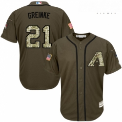 Mens Majestic Arizona Diamondbacks 21 Zack Greinke Authentic Green Salute to Service MLB Jersey