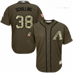 Mens Majestic Arizona Diamondbacks 38 Curt Schilling Authentic Green Salute to Service MLB Jersey