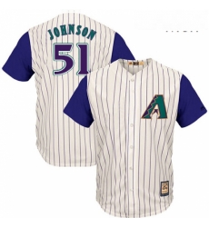 Mens Majestic Arizona Diamondbacks 51 Randy Johnson Authentic Cream Cooperstown Throwback MLB Jersey