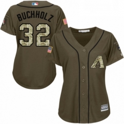 Womens Majestic Arizona Diamondbacks 32 Clay Buchholz Authentic Green Salute to Service MLB Jersey 