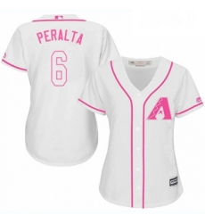 Womens Majestic Arizona Diamondbacks 6 David Peralta Replica White Fashion MLB Jersey 