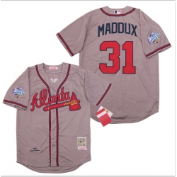 Braves 31 Greg Maddux Gray 1999 World Series Cooperstown Collection Jersey