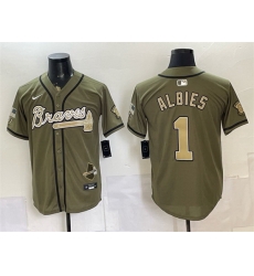 Men Atlanta Braves 1 Ozzie Albies Olive 2026 Armed Forces Day Stitched Baseball Jersey Men Atlanta Braves 1 Ozzie Albies Olive 2026 Armed Forces Day Stitched Baseball Jersey