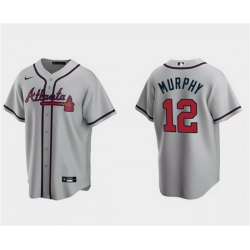 Men Atlanta Braves 12 Sean Murphy Gray Cool Base Stitched Baseball Jersey