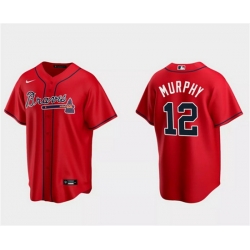 Men Atlanta Braves 12 Sean Murphy Red Cool Base Stitched Baseball Jersey