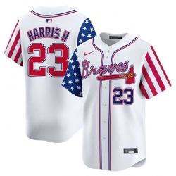 Men Atlanta Braves 23 Michael Harris II White 2024 Independence Day Vapor Limited Stitched Baseball Jersey