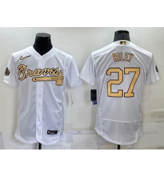 Men Atlanta Braves 27 Austin Riley 2022 All Star White Flex Base Stitched Baseball Jersey