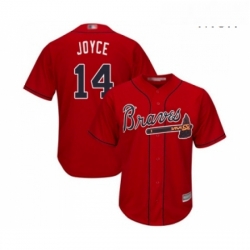 Mens Atlanta Braves 14 Matt Joyce Replica Red Alternate Cool Base Baseball Jersey 