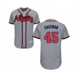 Mens Atlanta Braves 45 Kevin Gausman Grey Road Flex Base Authentic Collection Baseball Jersey