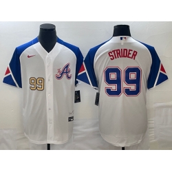 Men's Atlanta Braves #99 Spencer Strider Number White 2023 City Connect Cool Base Stitched Jersey