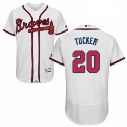 Mens Majestic Atlanta Braves 20 Preston Tucker White Home Flex Base Authentic Collection MLB Jersey