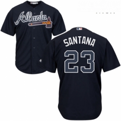 Mens Majestic Atlanta Braves 23 Danny Santana Replica Blue Alternate Road Cool Base MLB Jersey 