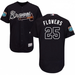 Mens Majestic Atlanta Braves 25 Tyler Flowers Navy Blue Alternate Flex Base Authentic Collection MLB Jersey