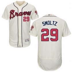 Mens Majestic Atlanta Braves 29 John Smoltz Cream Alternate Flex Base Authentic Collection MLB Jersey