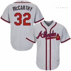 Mens Majestic Atlanta Braves 32 Brandon McCarthy Replica Grey Road Cool Base MLB Jersey 