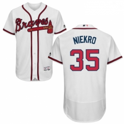 Mens Majestic Atlanta Braves 35 Phil Niekro White Home Flex Base Authentic Collection MLB Jersey