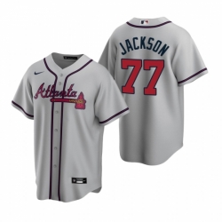 Mens Nike Atlanta Braves 77 Luke Jackson Gray Road Stitched Baseball Jersey