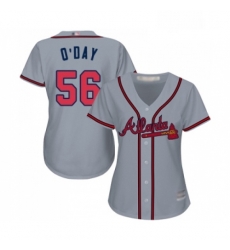 Womens Atlanta Braves 56 Darren O Day Replica Grey Road Cool Base Baseball Jersey 