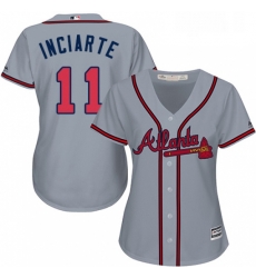 Womens Majestic Atlanta Braves 11 Ender Inciarte Authentic Grey Road Cool Base MLB Jersey 