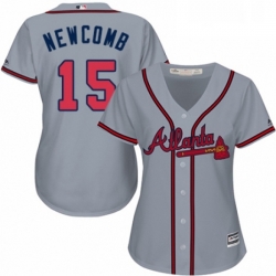 Womens Majestic Atlanta Braves 15 Sean Newcomb Replica Grey Road Cool Base MLB Jersey 