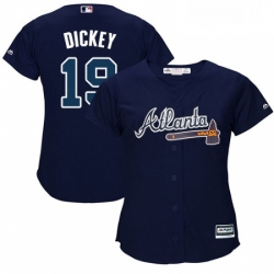 Womens Majestic Atlanta Braves 19 RA Dickey Authentic Blue Alternate Road Cool Base MLB Jersey