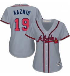 Womens Majestic Atlanta Braves 19 Scott Kazmir Replica Grey Road Cool Base MLB Jersey 