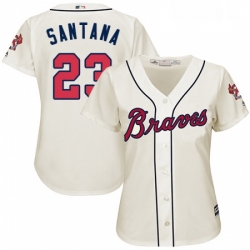 Womens Majestic Atlanta Braves 23 Danny Santana Replica Cream Alternate 2 Cool Base MLB Jersey 