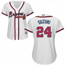 Womens Majestic Atlanta Braves 24 Kurt Suzuki Authentic White Home Cool Base MLB Jersey