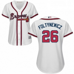 Womens Majestic Atlanta Braves 26 Mike Foltynewicz Authentic White Home Cool Base MLB Jersey 