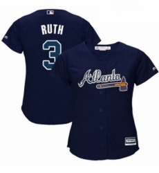 Womens Majestic Atlanta Braves 3 Babe Ruth Replica Blue Alternate Road Cool Base MLB Jersey