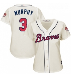 Womens Majestic Atlanta Braves 3 Dale Murphy Replica Cream Alternate 2 Cool Base MLB Jersey