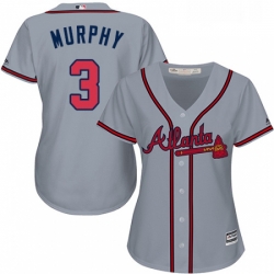 Womens Majestic Atlanta Braves 3 Dale Murphy Replica Grey Road Cool Base MLB Jersey