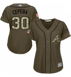 Womens Majestic Atlanta Braves 30 Orlando Cepeda Authentic Green Salute to Service MLB Jersey