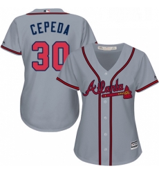 Womens Majestic Atlanta Braves 30 Orlando Cepeda Authentic Grey Road Cool Base MLB Jersey