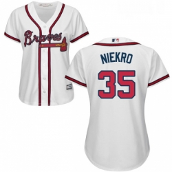 Womens Majestic Atlanta Braves 35 Phil Niekro Authentic White Home Cool Base MLB Jersey