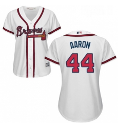 Womens Majestic Atlanta Braves 44 Hank Aaron Replica White Home Cool Base MLB Jersey