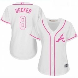 Womens Majestic Atlanta Braves 8 Bob Uecker Replica White Fashion Cool Base MLB Jersey