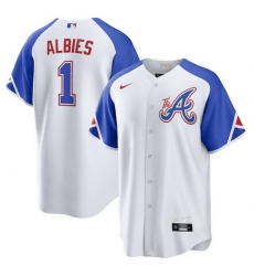 Youth Atlanta Braves 1 Ozzie Albies White 2023 City Connect Stitched Baseball Jersey