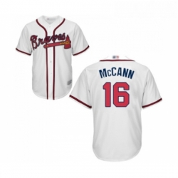 Youth Atlanta Braves 16 Brian McCann Replica White Home Cool Base Baseball Jersey 