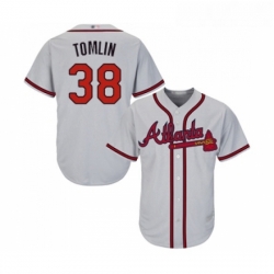 Youth Atlanta Braves 38 Josh Tomlin Replica Grey Road Cool Base Baseball Jersey 