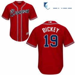 Youth Majestic Atlanta Braves 19 RA Dickey Replica Red Alternate Cool Base MLB Jersey