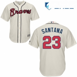 Youth Majestic Atlanta Braves 23 Danny Santana Replica Cream Alternate 2 Cool Base MLB Jersey 