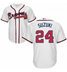 Youth Majestic Atlanta Braves 24 Kurt Suzuki Authentic White Home Cool Base MLB Jersey