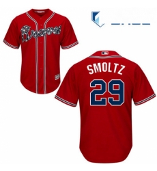 Youth Majestic Atlanta Braves 29 John Smoltz Replica Red Alternate Cool Base MLB Jersey