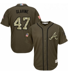 Youth Majestic Atlanta Braves 47 Tom Glavine Replica Green Salute to Service MLB Jersey