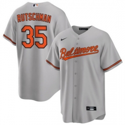 Men Baltimore Orioles 35 Adley Rutschman Grey Cool Base Stitched Jersey